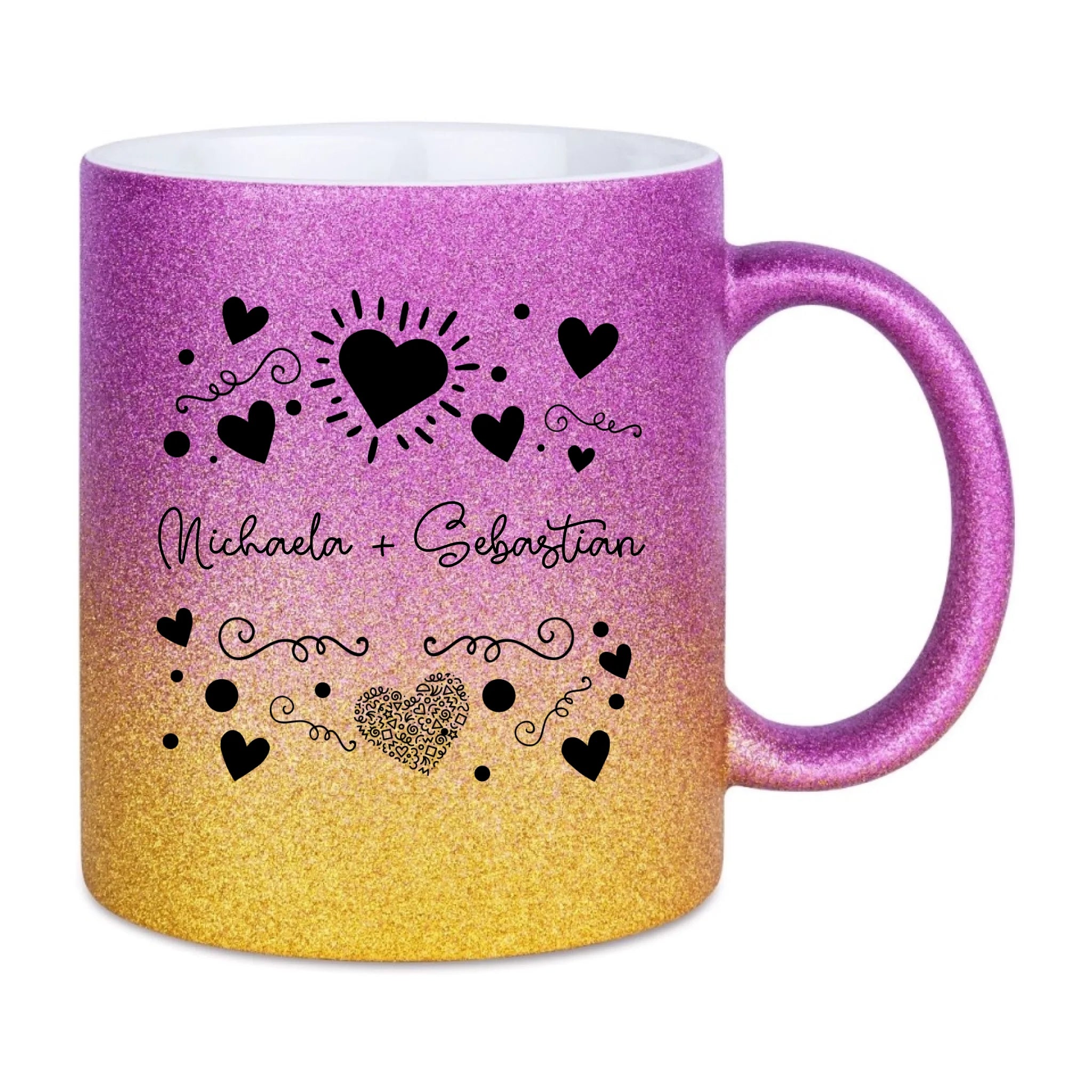 Glitzertassen in diversen Farben: Love 1 Design • Tasse • personalisiert