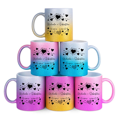 Glitzertassen in diversen Farben: Love 1 Design • Tasse • personalisiert