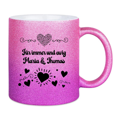 Glitzertassen in diversen Farben: Love 3 Design • Tasse • personalisiert