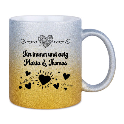 Glitzertassen in diversen Farben: Love 3 Design • Tasse • personalisiert