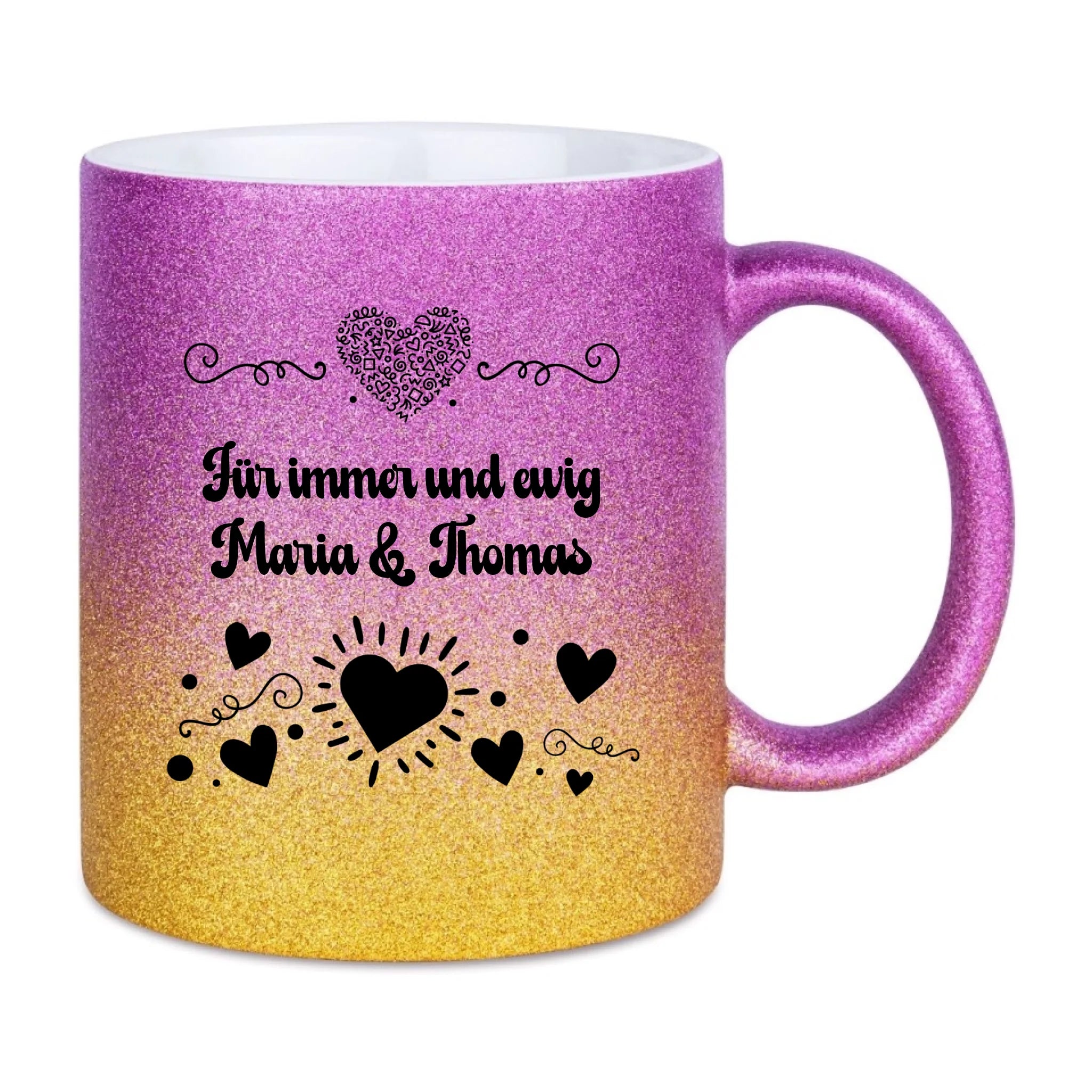 Glitzertassen in diversen Farben: Love 3 Design • Tasse • personalisiert