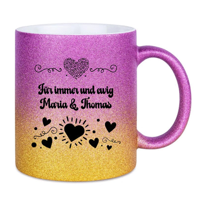 Glitzertassen in diversen Farben: Love 3 Design • Tasse • personalisiert