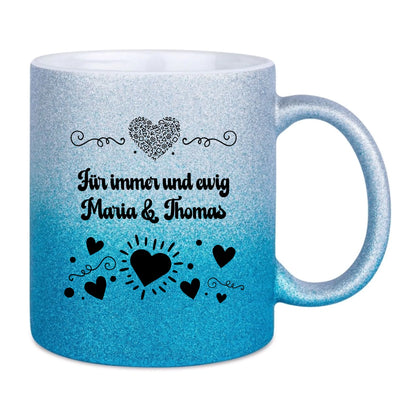 Glitzertassen in diversen Farben: Love 3 Design • Tasse • personalisiert