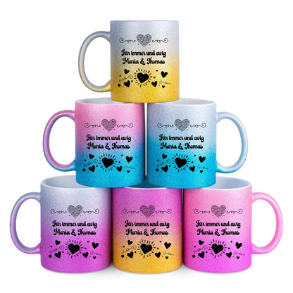 Glitzertassen in diversen Farben: Love 3 Design • Tasse • personalisiert