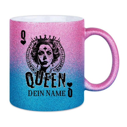 Glitzertasse • Poker Queen Design • Tasse • personalisiert