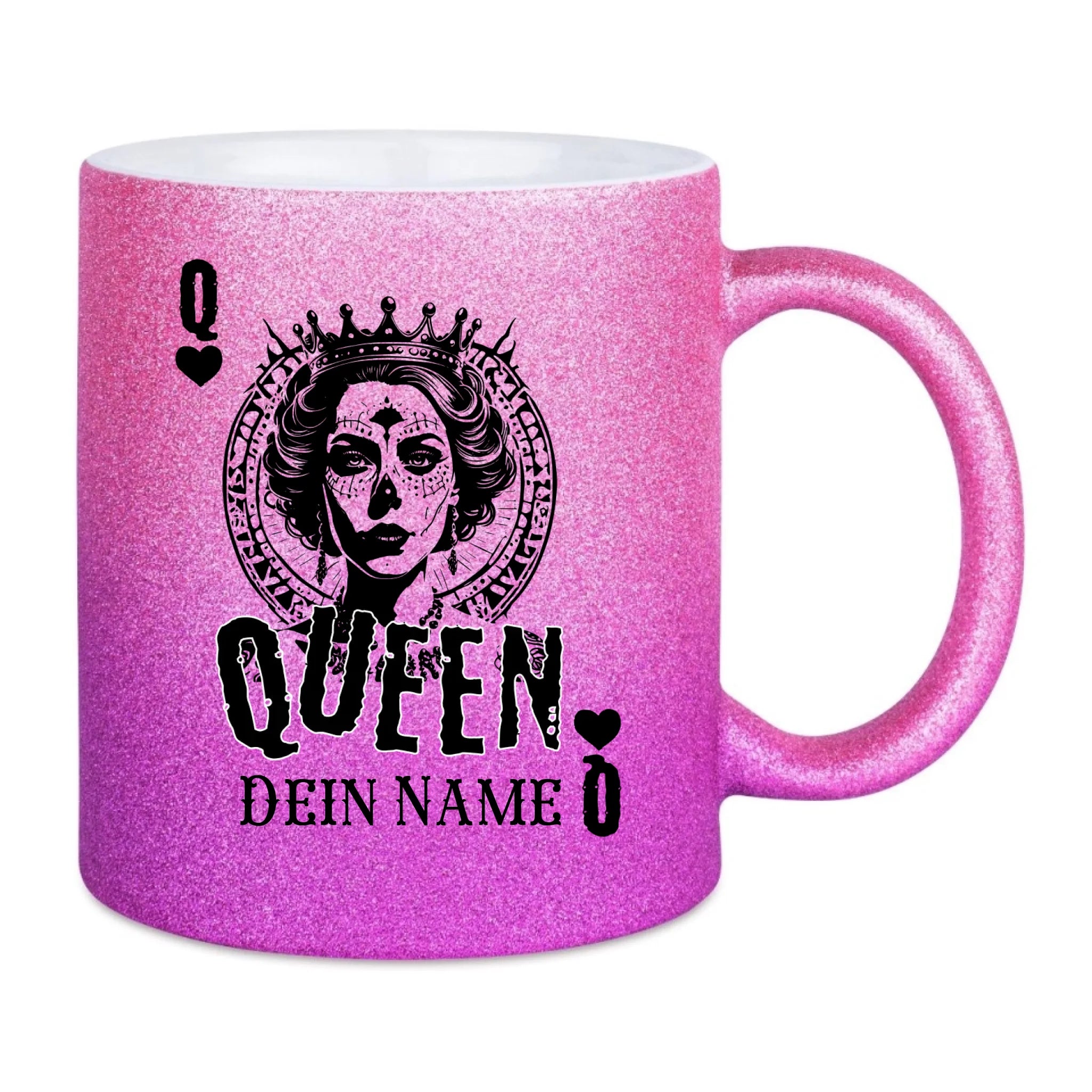 Glitzertasse • Poker Queen Design • Tasse • personalisiert