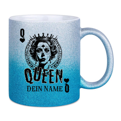 Glitzertasse • Poker Queen Design • Tasse • personalisiert