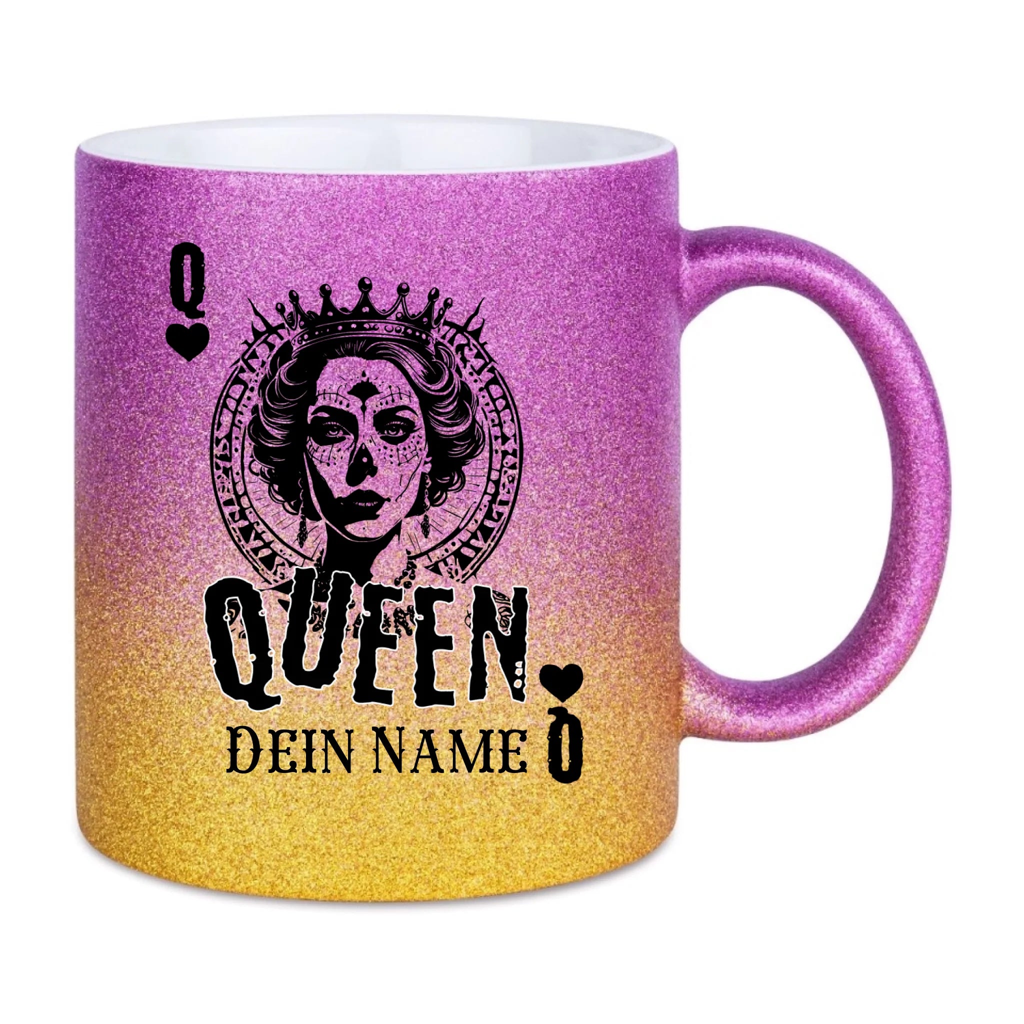 Glitzertasse • Poker Queen Design • Tasse • personalisiert