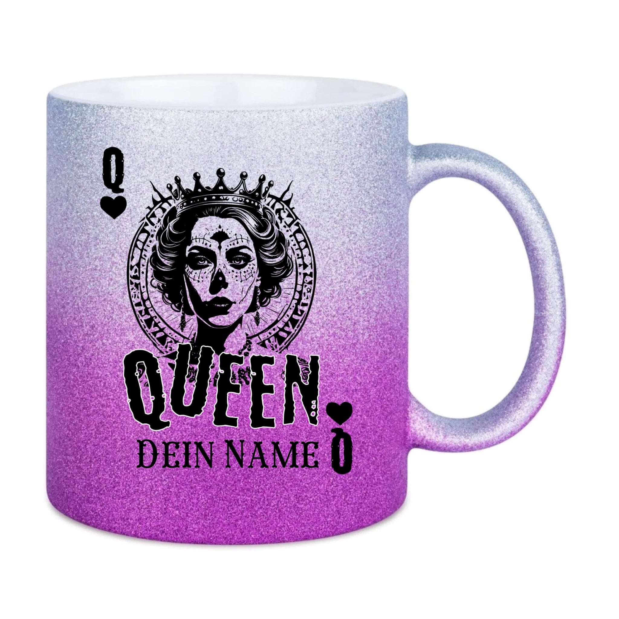 Glitzertasse • Poker Queen Design • Tasse • personalisiert