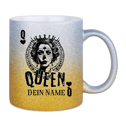 Glitzertasse • Poker Queen Design • Tasse • personalisiert