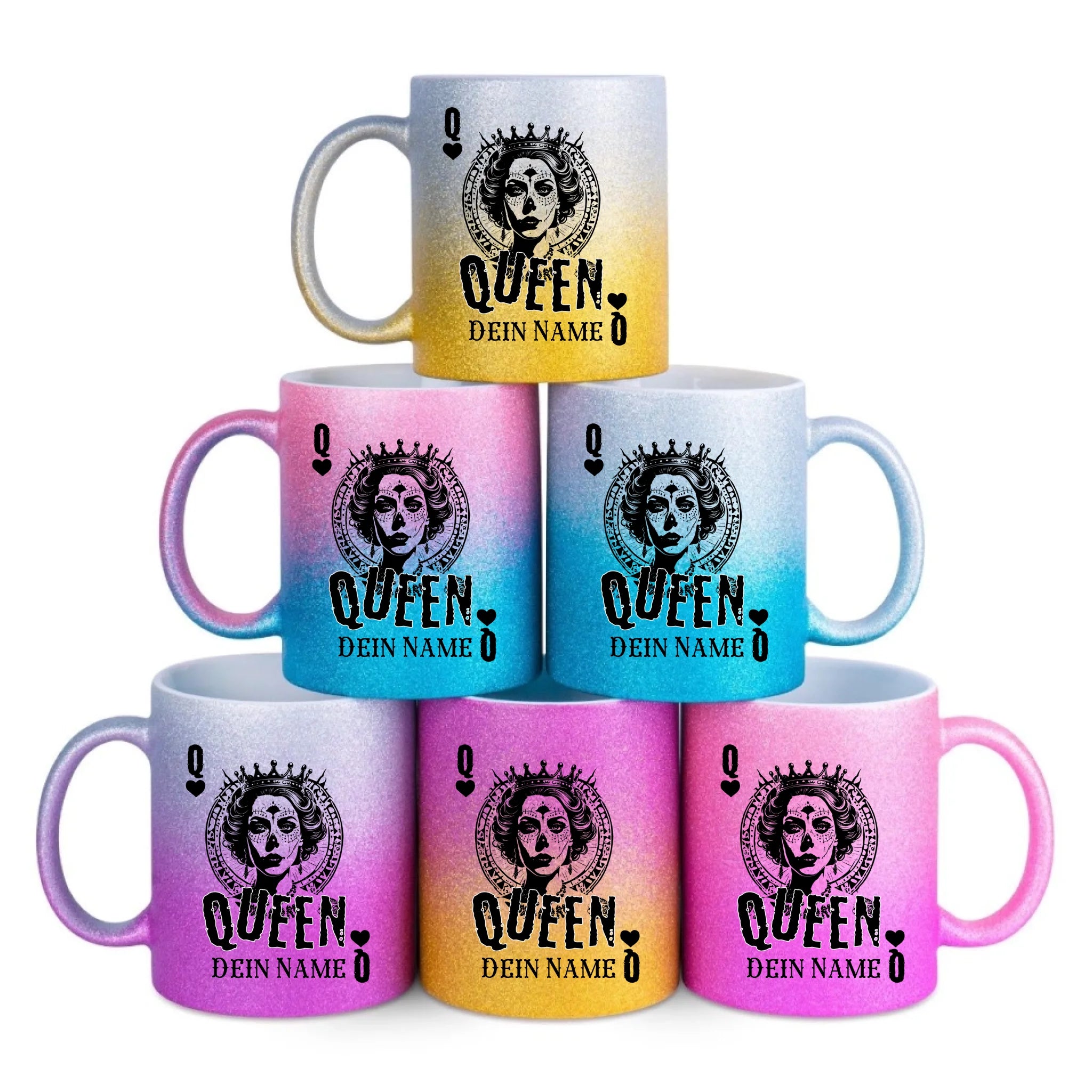 Glitzertasse • Poker Queen Design • Tasse • personalisiert