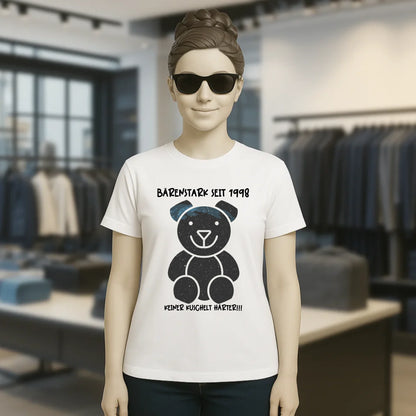 Echte Sternenkarte als Teddybär + Text • Ladies Premium T-Shirt XS-2XL aus Bio-Baumwolle für Damen • Exklusivdesign • personalisiert