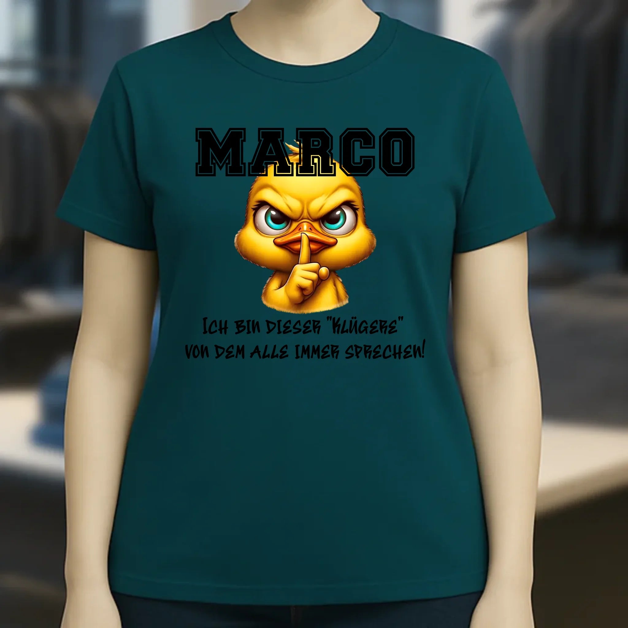 Smart Duck + WUNSCHNAME • Ladies Premium T-Shirt XS-2XL aus Bio-Baumwolle für Damen • Exklusivdesign • personalisiert