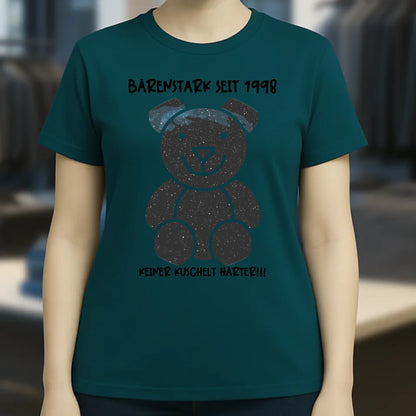 Echte Sternenkarte als Teddybär + Text • Ladies Premium T-Shirt XS-2XL aus Bio-Baumwolle für Damen • Exklusivdesign • personalisiert