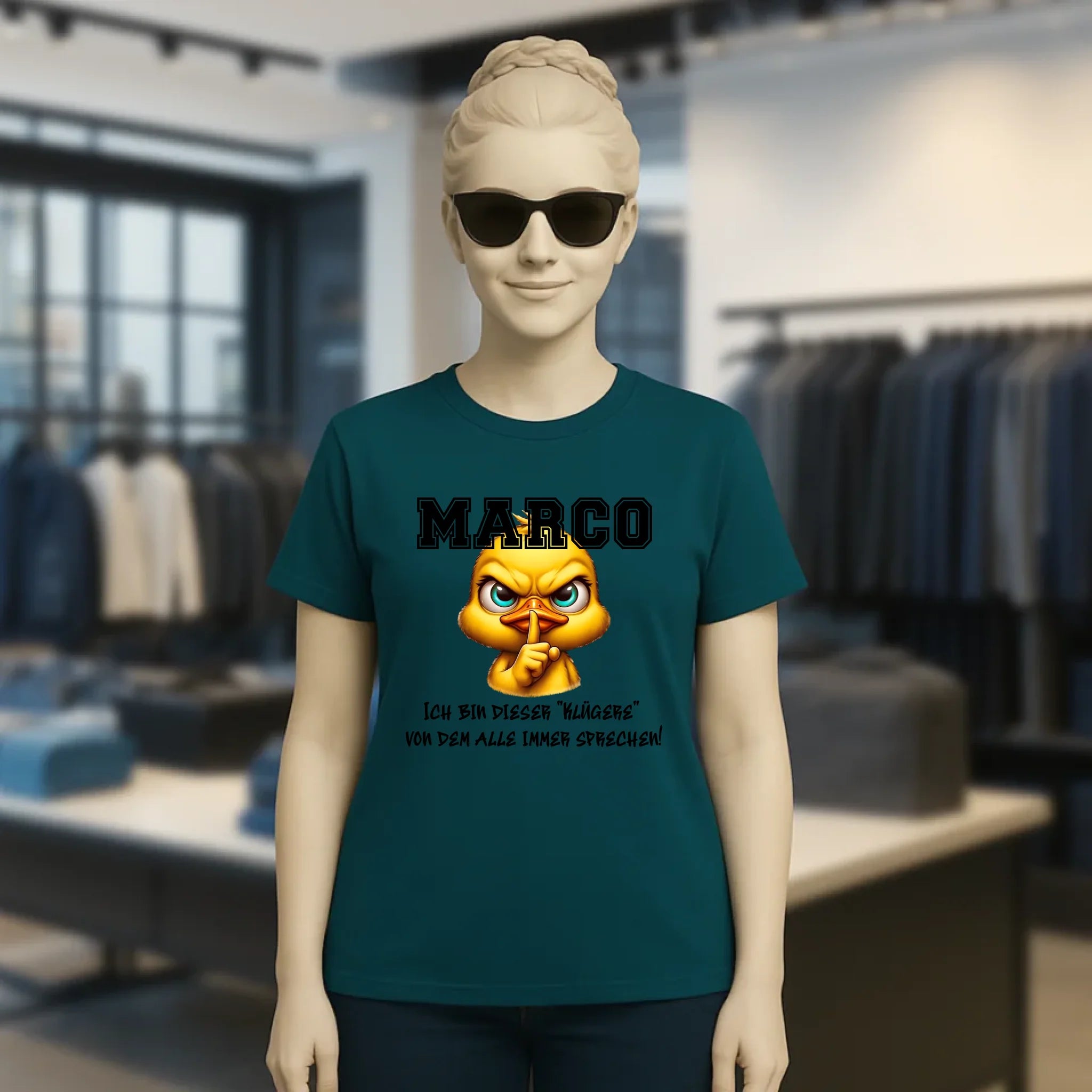Smart Duck + WUNSCHNAME • Ladies Premium T-Shirt XS-2XL aus Bio-Baumwolle für Damen • Exklusivdesign • personalisiert