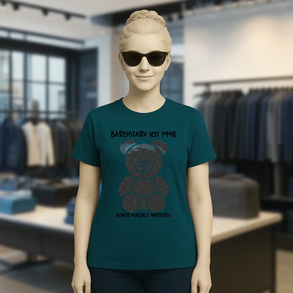 Echte Sternenkarte als Teddybär + Text • Ladies Premium T-Shirt XS-2XL aus Bio-Baumwolle für Damen • Exklusivdesign • personalisiert
