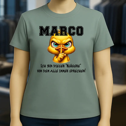 Smart Duck + WUNSCHNAME • Ladies Premium T-Shirt XS-2XL aus Bio-Baumwolle für Damen • Exklusivdesign • personalisiert