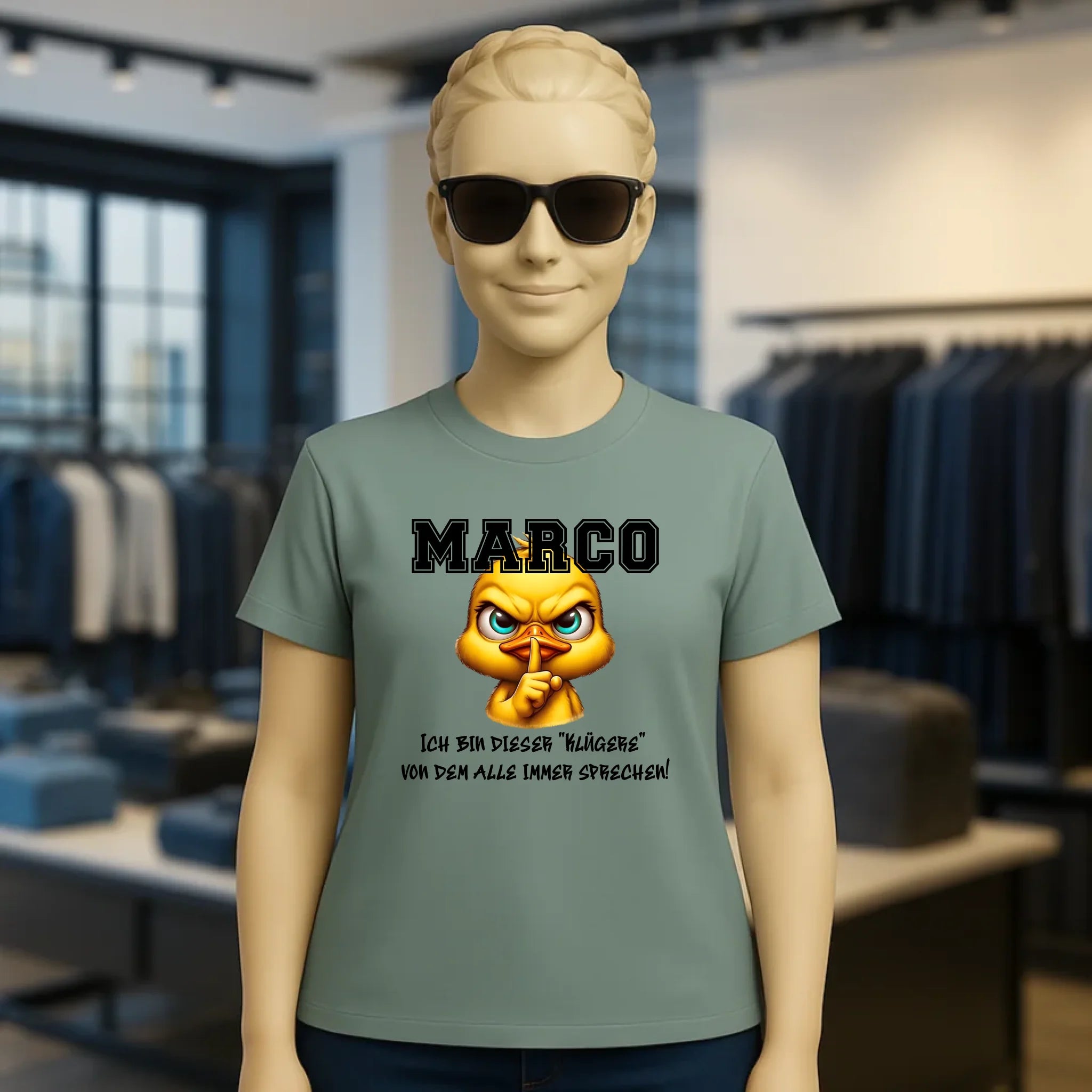 Smart Duck + WUNSCHNAME • Ladies Premium T-Shirt XS-2XL aus Bio-Baumwolle für Damen • Exklusivdesign • personalisiert