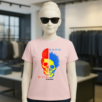 GOOD´N´EVIL - RED-BLUE • Ladies Premium T-Shirt XS-2XL aus Bio-Baumwolle für Damen • Exklusivdesign • personalisiert