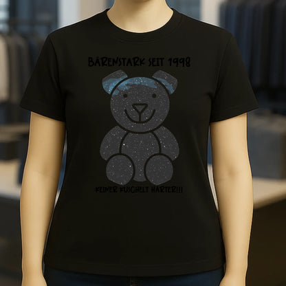 Echte Sternenkarte als Teddybär + Text • Ladies Premium T-Shirt XS-2XL aus Bio-Baumwolle für Damen • Exklusivdesign • personalisiert