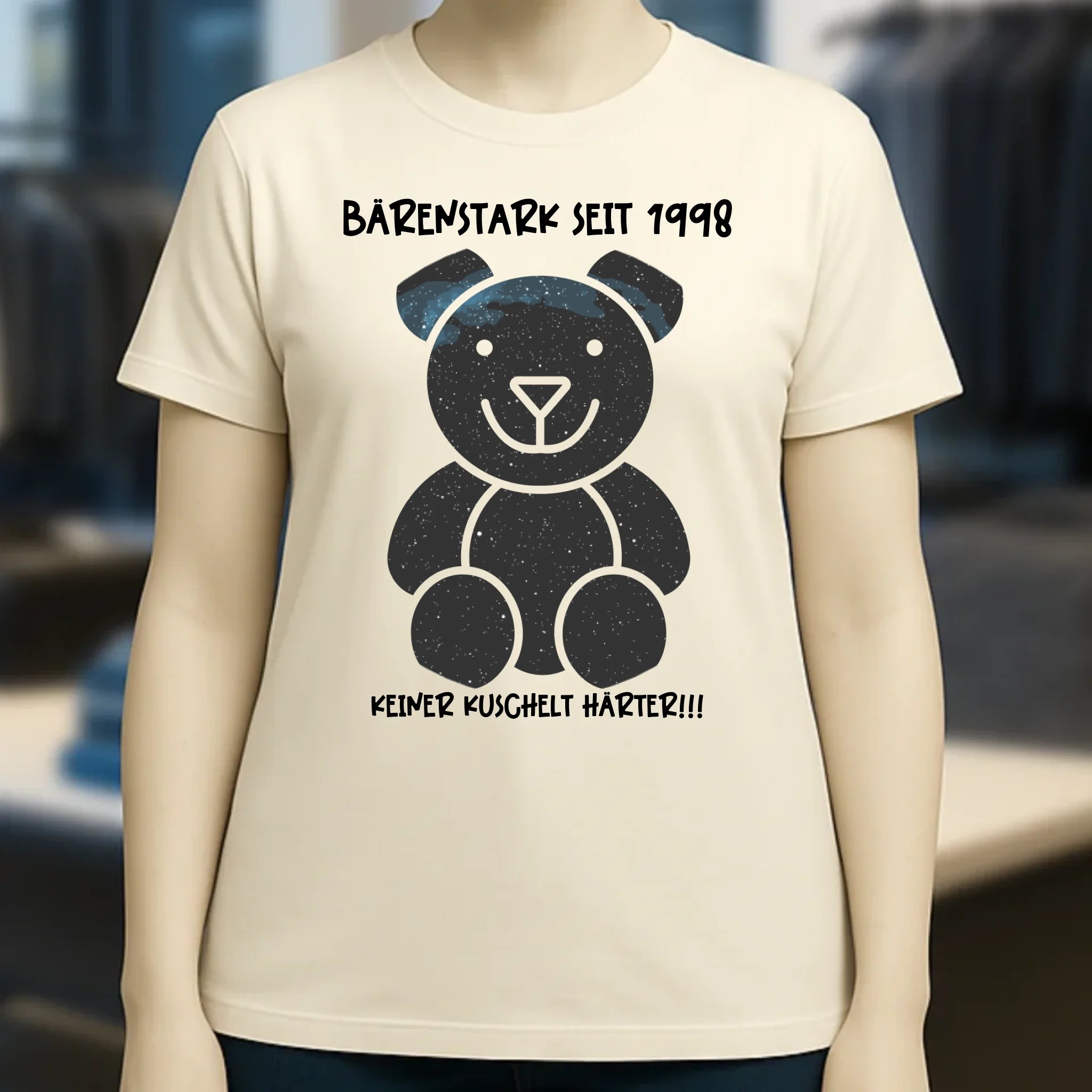 Echte Sternenkarte als Teddybär + Text • Ladies Premium T-Shirt XS-2XL aus Bio-Baumwolle für Damen • Exklusivdesign • personalisiert