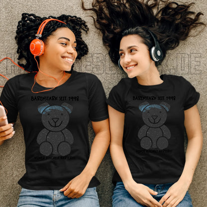 Echte Sternenkarte als Teddybär + Text • Ladies Premium T-Shirt XS-2XL aus Bio-Baumwolle für Damen • Exklusivdesign • personalisiert