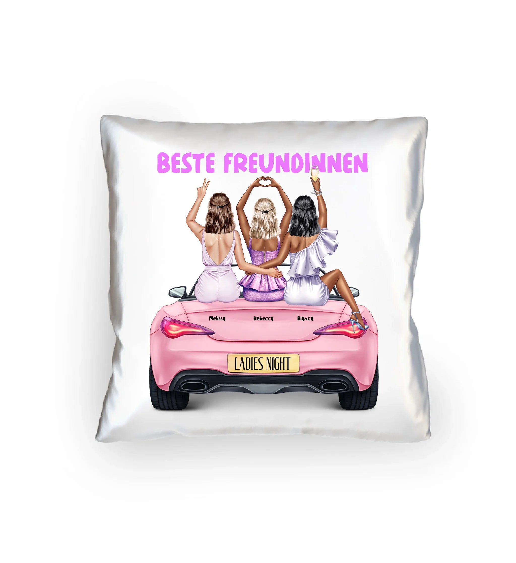 Vegas Girls • 1-3 Frauen • mit Wunschtext • Kissen 40x40 cm • personalisiert