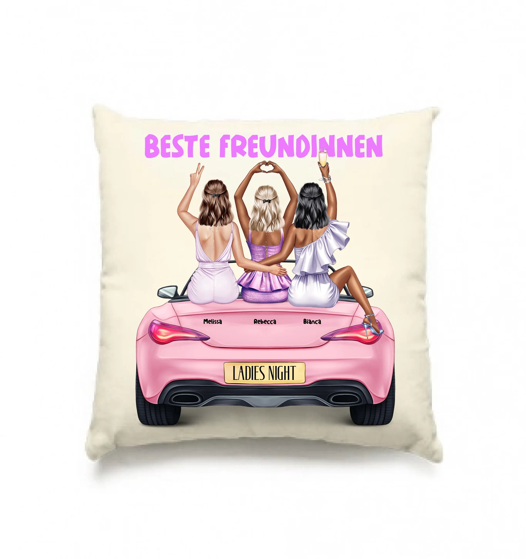 Vegas Girls • 1-3 Frauen • mit Wunschtext • Kissen 40x40 cm • personalisiert
