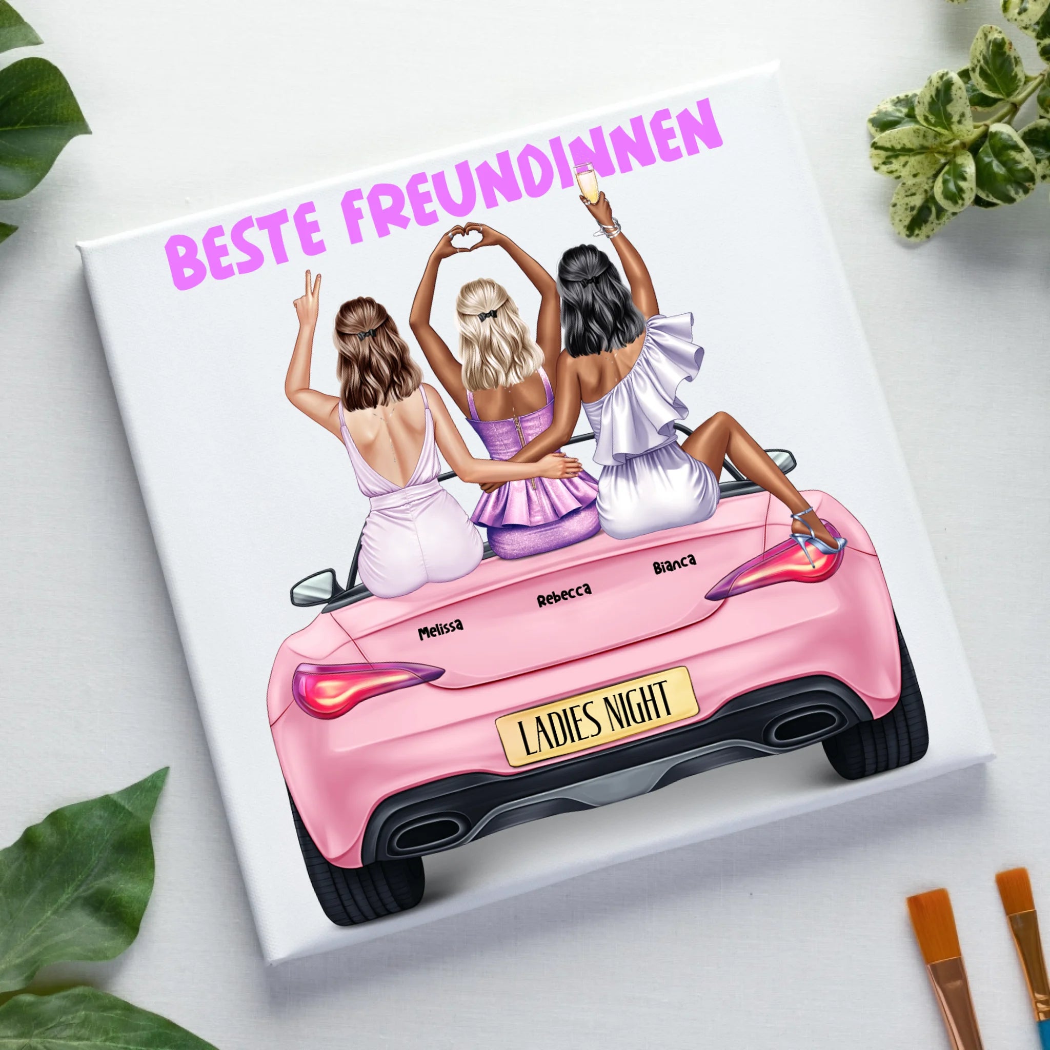 Vegas Girls • 1-3 Frauen • mit Wunschtext • Leinwand 50x50 cm • personalisierbar