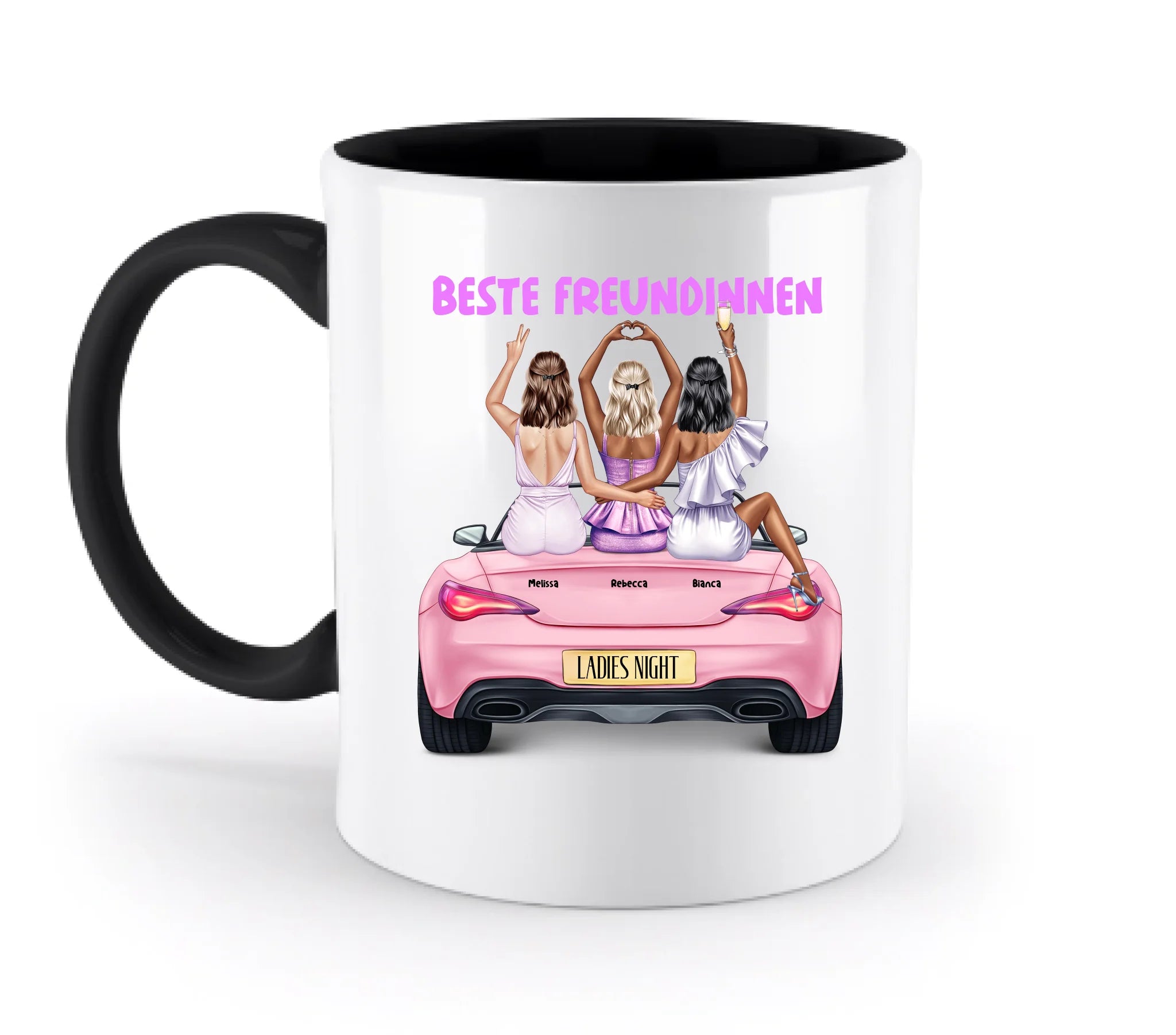 Vegas Girls • 1-3 Frauen • mit Wunschtext • zweifarbige Tasse • Exklusivdesign • personalisiert