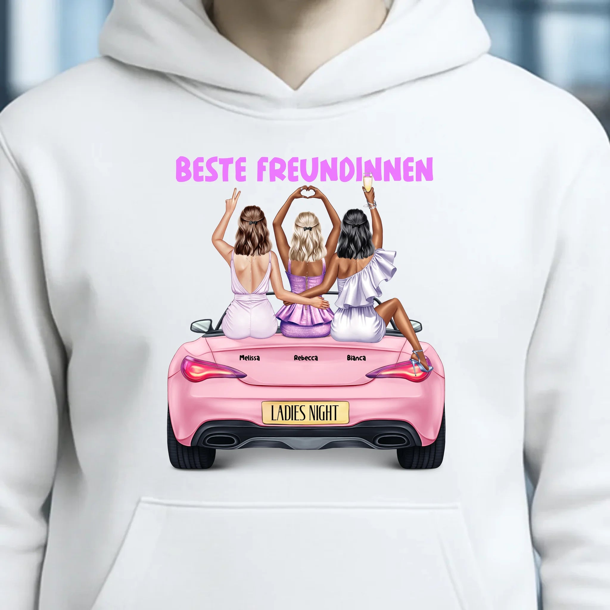 Vegas Girls • 1-3 Frauen • mit Wunschtext • Unisex Hoodie für Damen & Herren • Bio • personalisiert