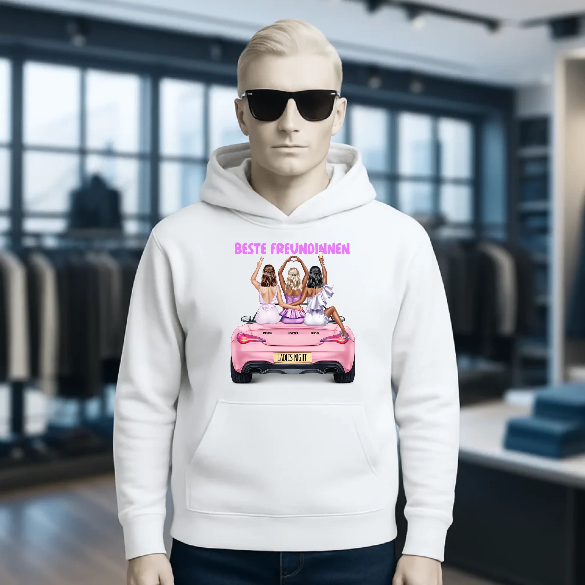 Vegas Girls • 1-3 Frauen • mit Wunschtext • Unisex Hoodie für Damen & Herren • Bio • personalisiert