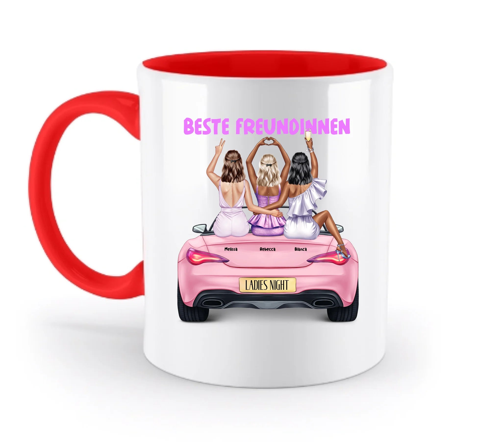Vegas Girls • 1-3 Frauen • mit Wunschtext • zweifarbige Tasse • Exklusivdesign • personalisiert