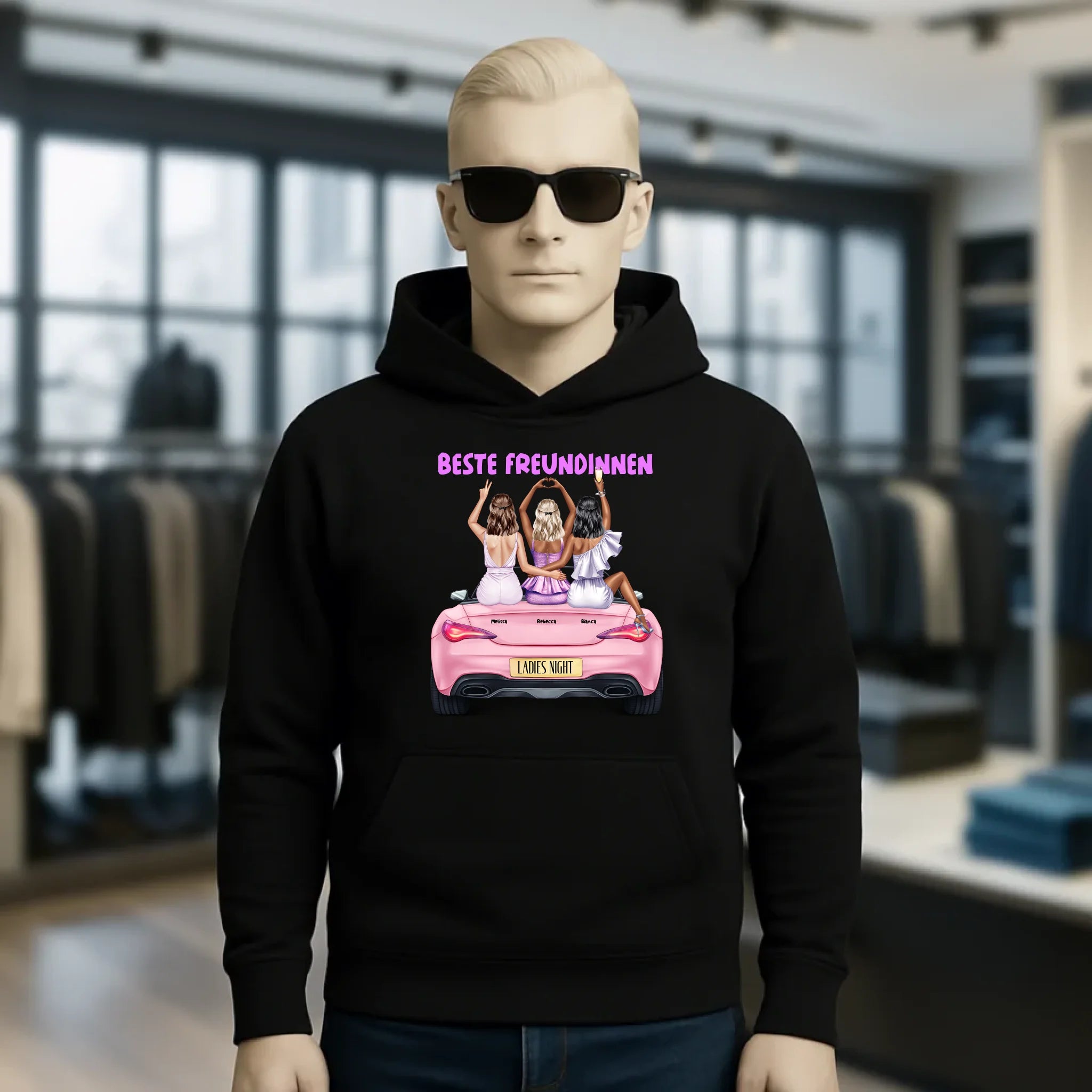 Vegas Girls • 1-3 Frauen • mit Wunschtext • Unisex Hoodie für Damen & Herren • Bio • personalisiert