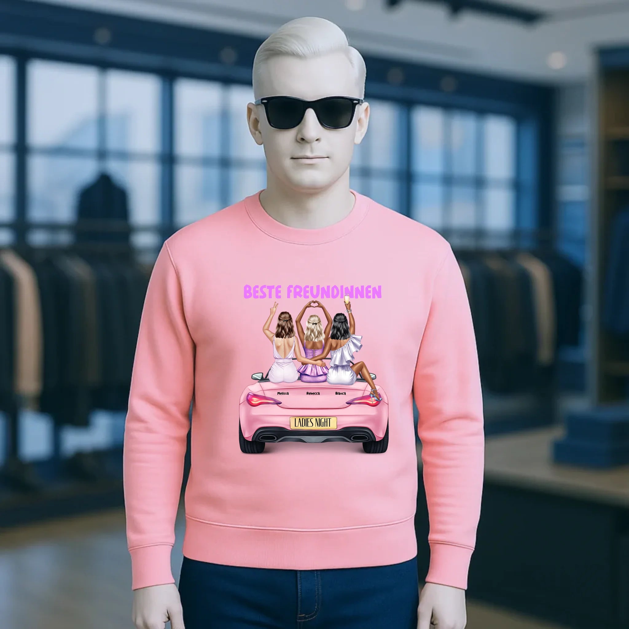 Vegas Girls • 1-3 Frauen • mit Wunschtext • Unisex Sweatshirt für Damen und Herren • Bio • personalisiert
