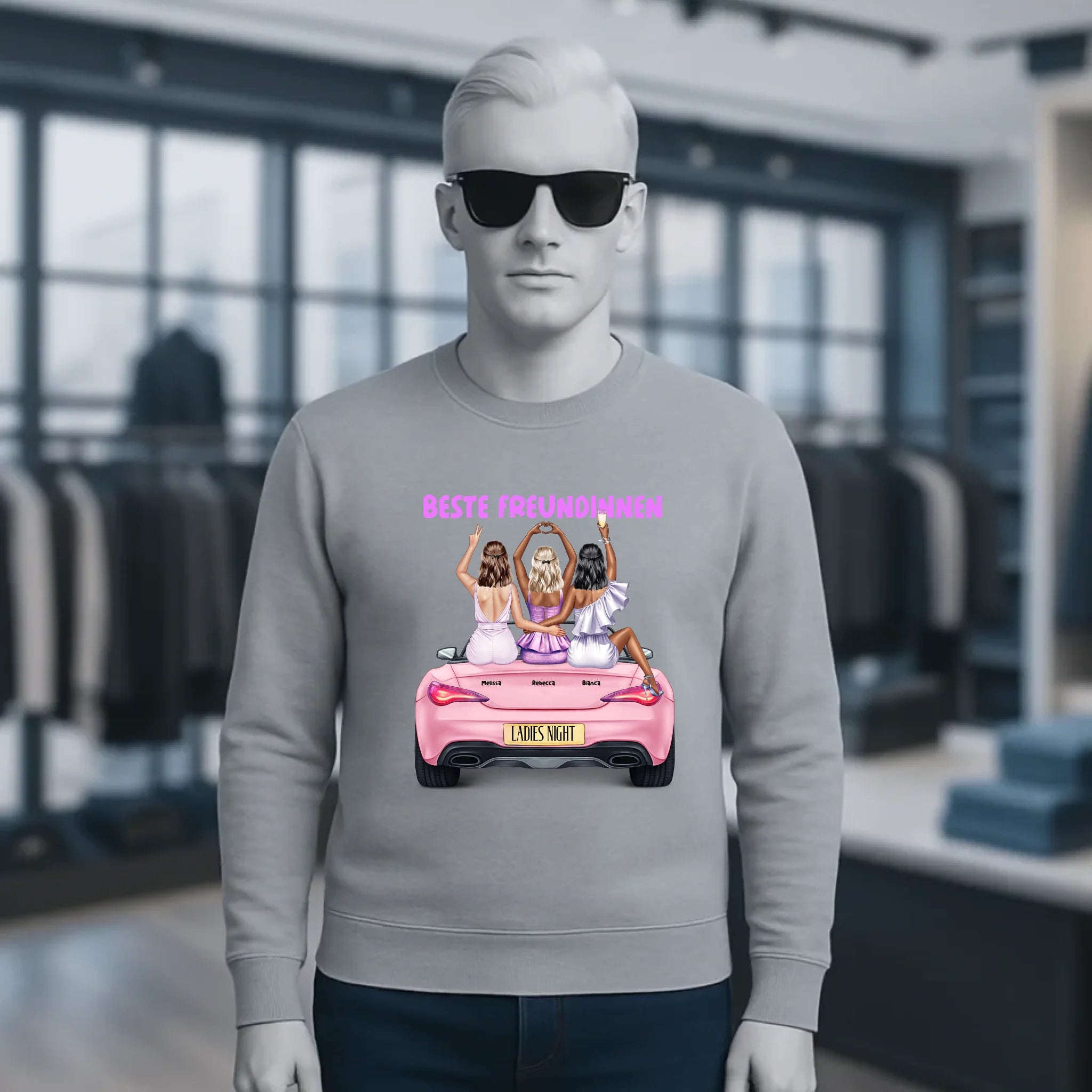 Vegas Girls • 1-3 Frauen • mit Wunschtext • Unisex Sweatshirt für Damen und Herren • Bio • personalisiert