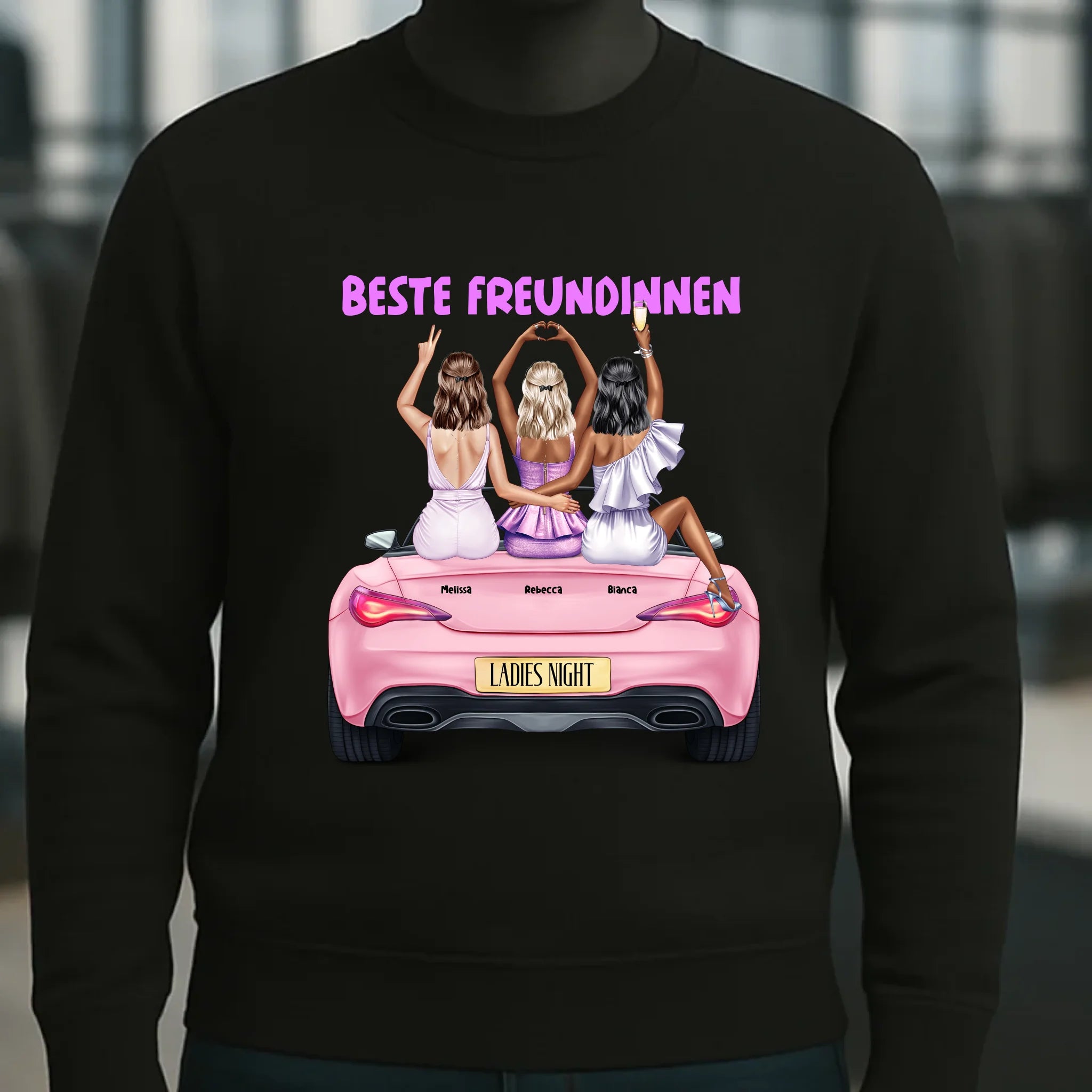 Vegas Girls • 1-3 Frauen • mit Wunschtext • Unisex Sweatshirt für Damen und Herren • Bio • personalisiert