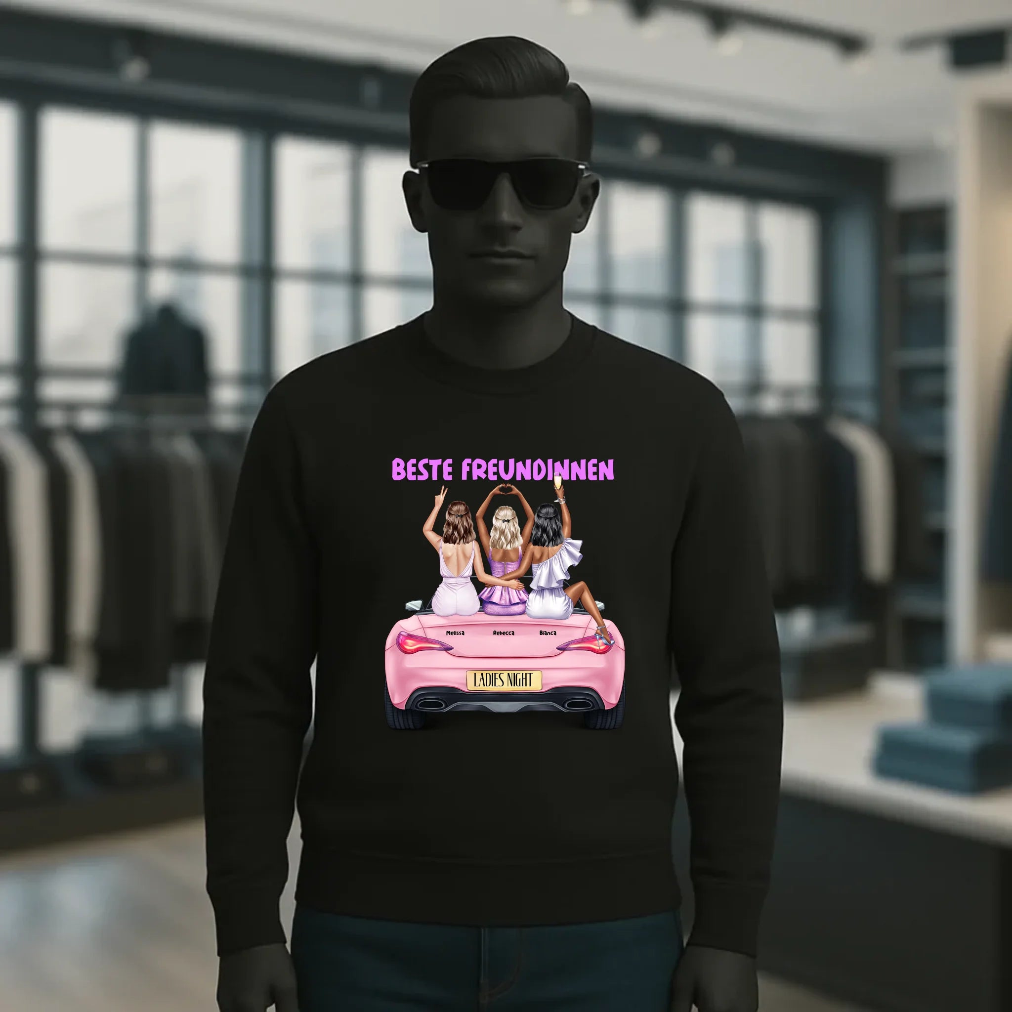 Vegas Girls • 1-3 Frauen • mit Wunschtext • Unisex Sweatshirt für Damen und Herren • Bio • personalisiert