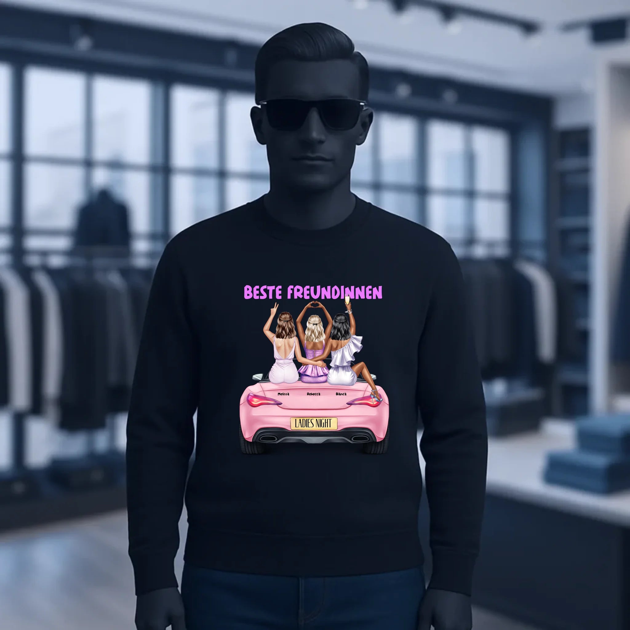 Vegas Girls • 1-3 Frauen • mit Wunschtext • Unisex Sweatshirt für Damen und Herren • Bio • personalisiert