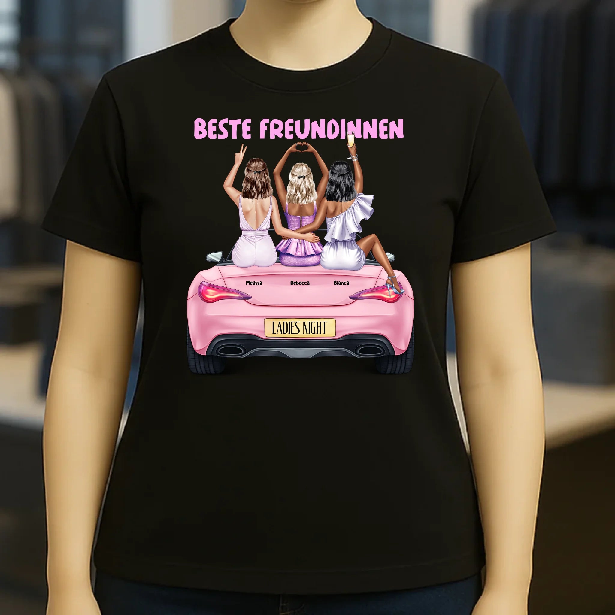 Vegas Girls • 1-3 Frauen • mit Wunschtext • Damen T-Shirt • Bio • personalisiert
