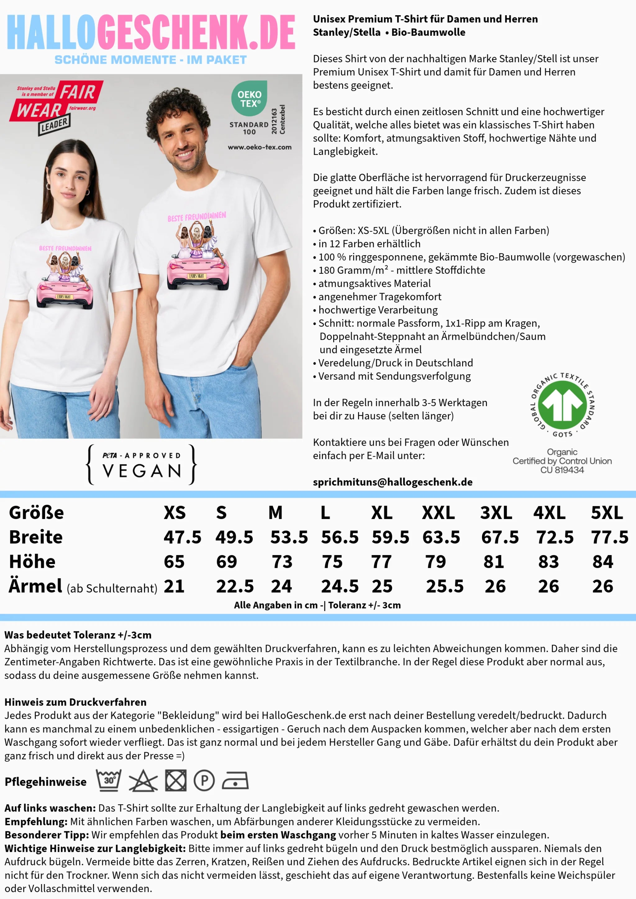 Vegas Girls • 1-3 Frauen • mit Wunschtext • Unisex T-Shirt für Damen & Herren • Bio • personalisiert