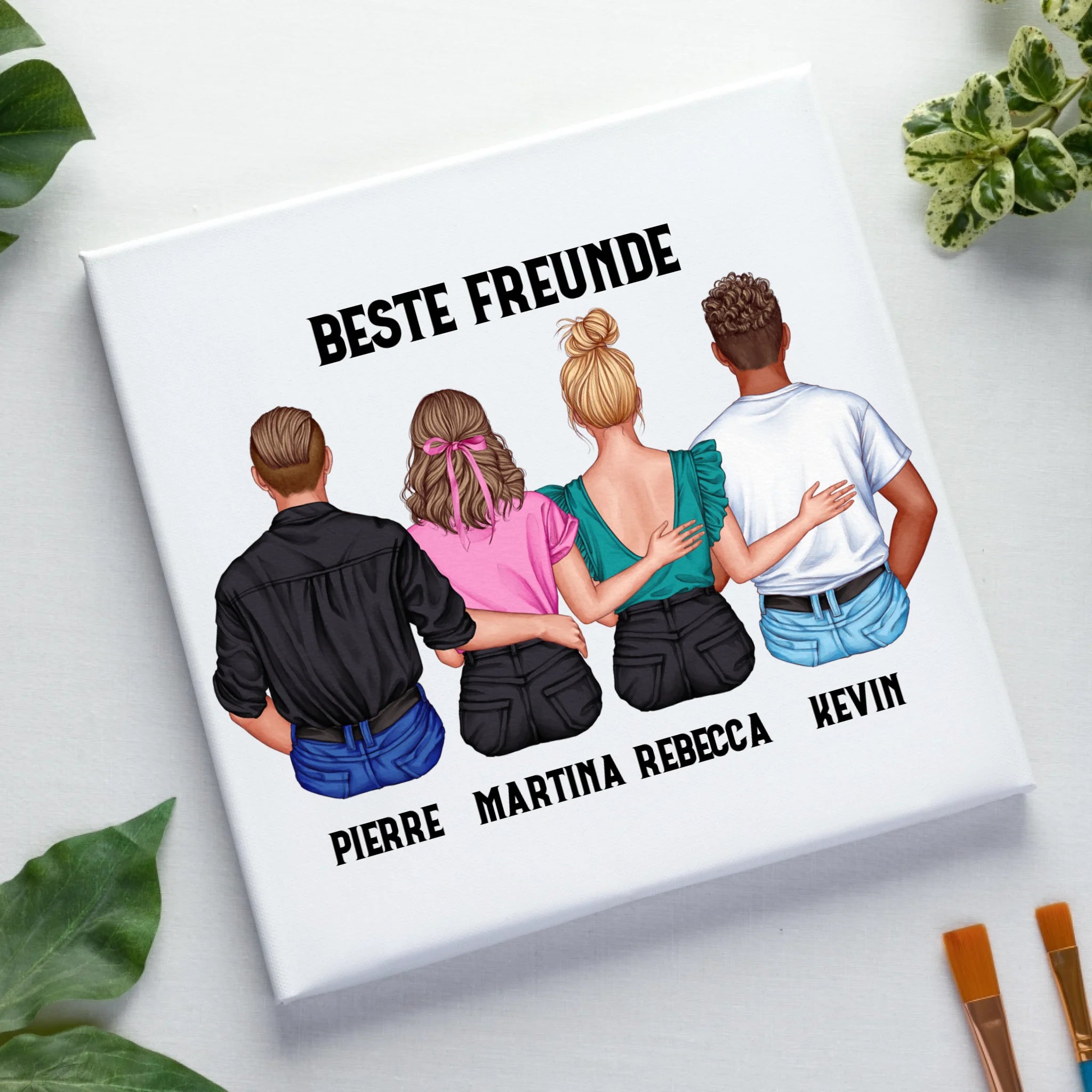 MIX Paare / Freunde • diverse Kombinationen mit Wunschtext • personalisierbar • Leinwand 50x50 cm