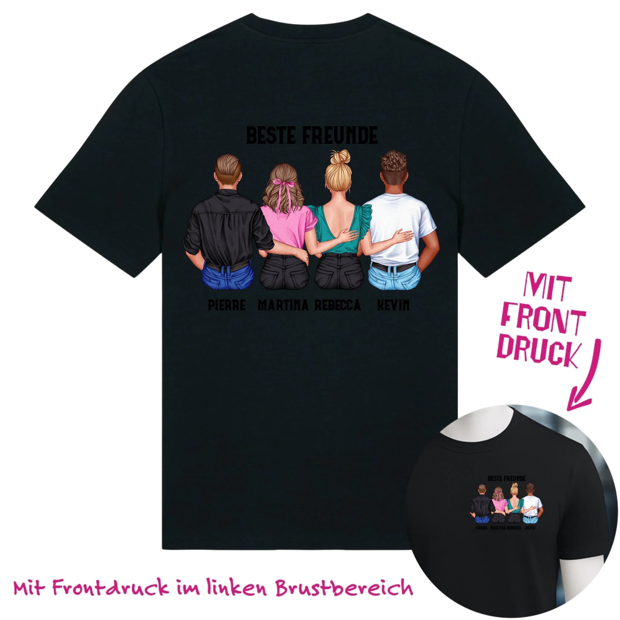 MIX Paare / Freunde • beidseitiger Druck • diverse Kombinationen mit Wunschtext • Unisex T-Shirt für Damen & Herren • Bio • personalisiert