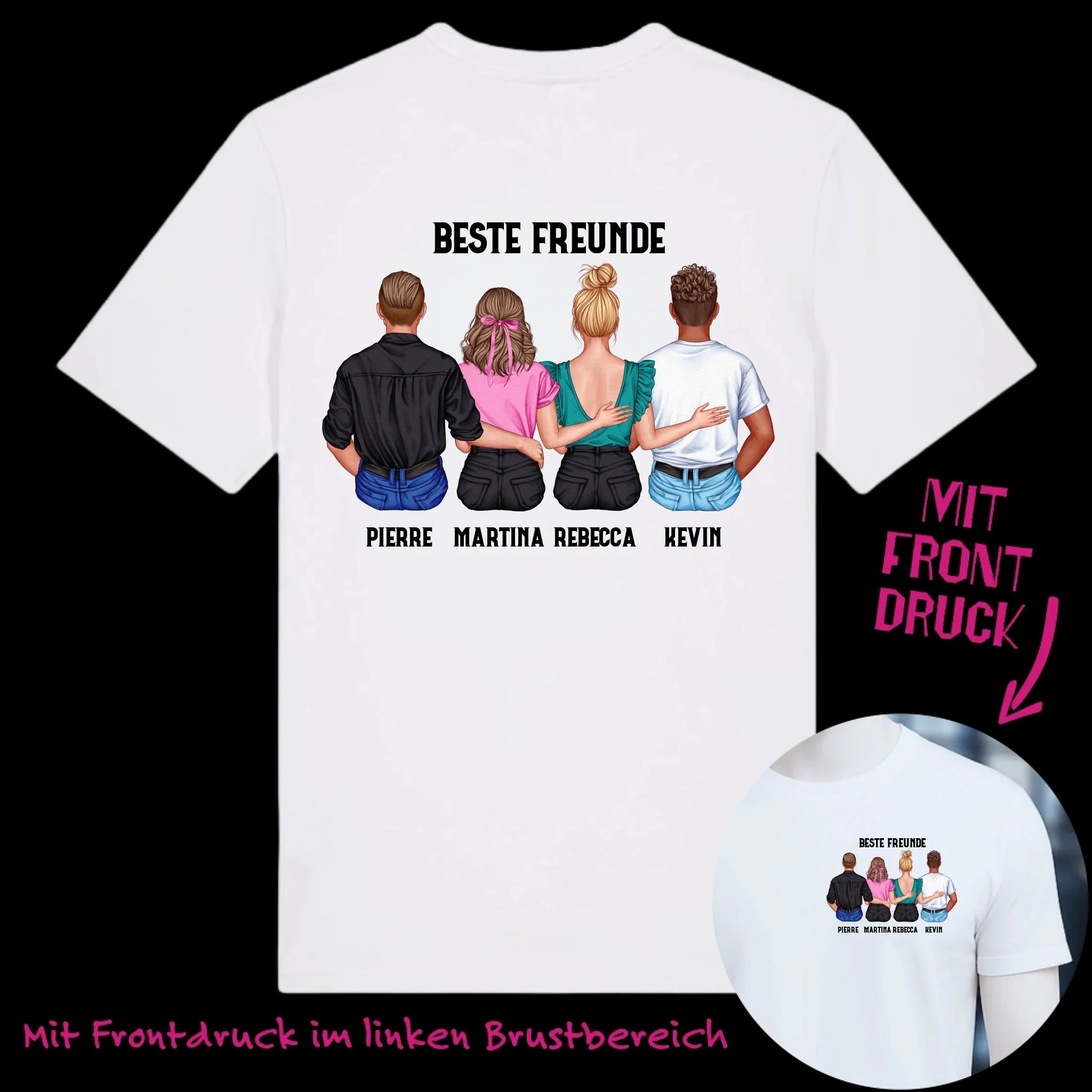 MIX Paare / Freunde • beidseitiger Druck • diverse Kombinationen mit Wunschtext • Unisex T-Shirt für Damen & Herren • Bio • personalisiert