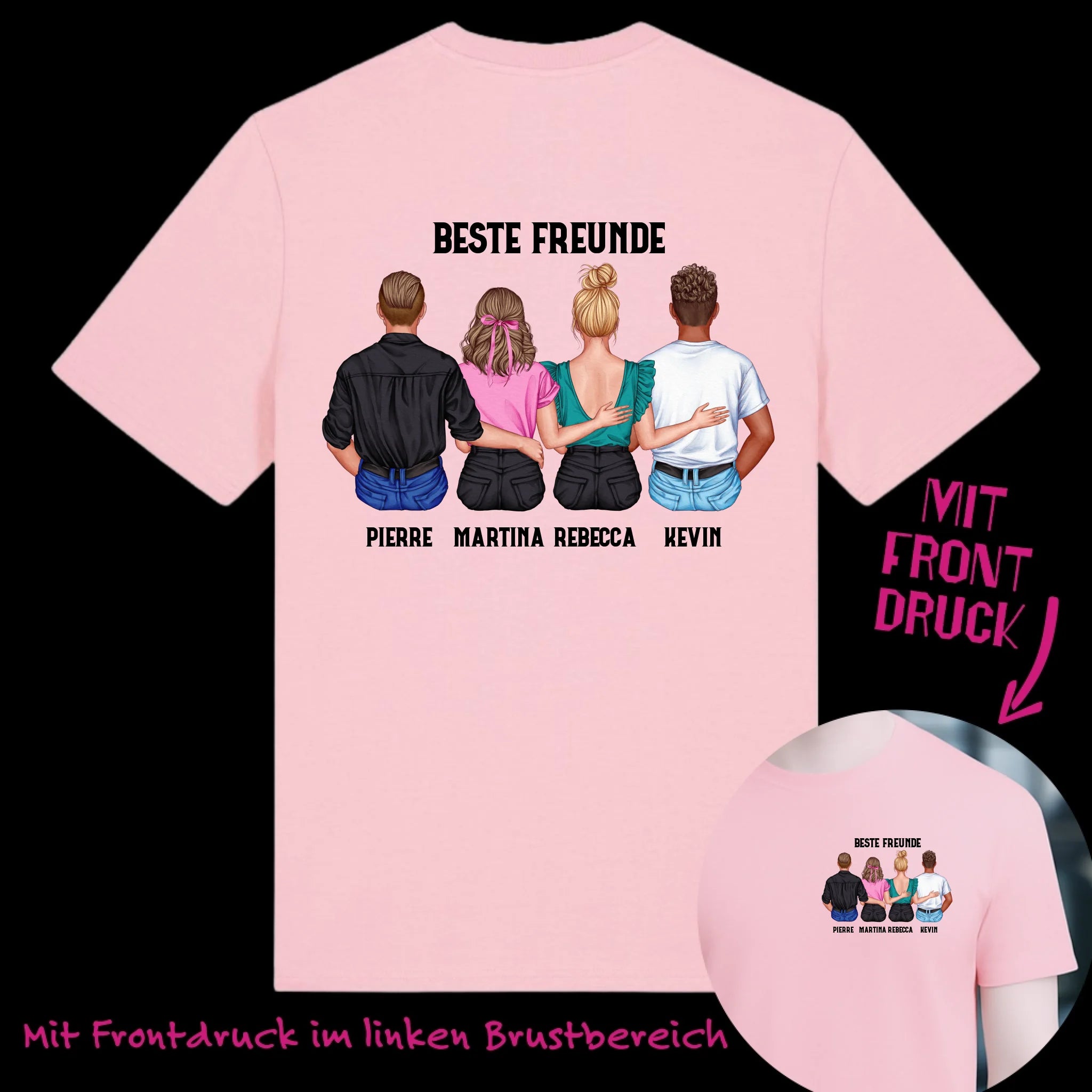 MIX Paare / Freunde • beidseitiger Druck • diverse Kombinationen mit Wunschtext • Unisex T-Shirt für Damen & Herren • Bio • personalisiert