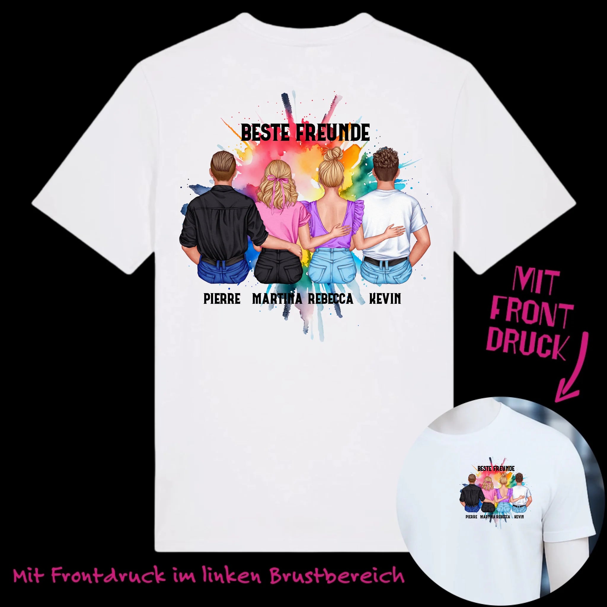MIX Paare / Freunde • beidseitiger Druck • diverse Kombinationen mit Wunschtext • Unisex T-Shirt für Damen & Herren • Bio • personalisiert