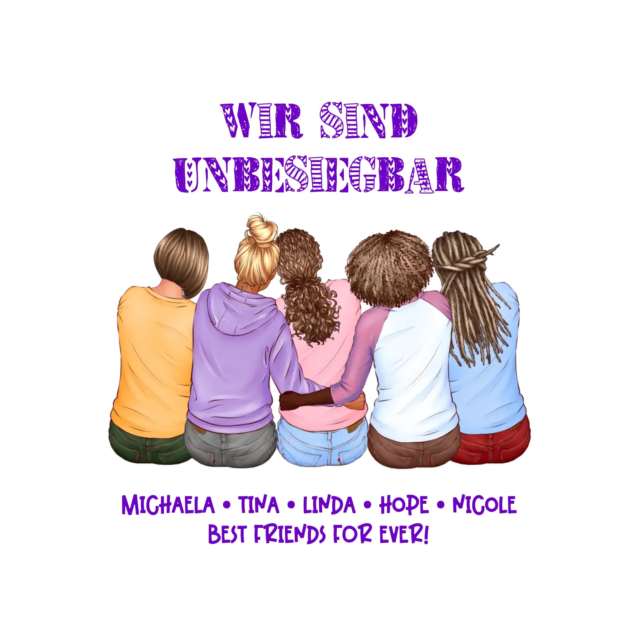 Gestalte 2-5 Freundinnen + Wunschtext • personalisiert • diverse Artikel