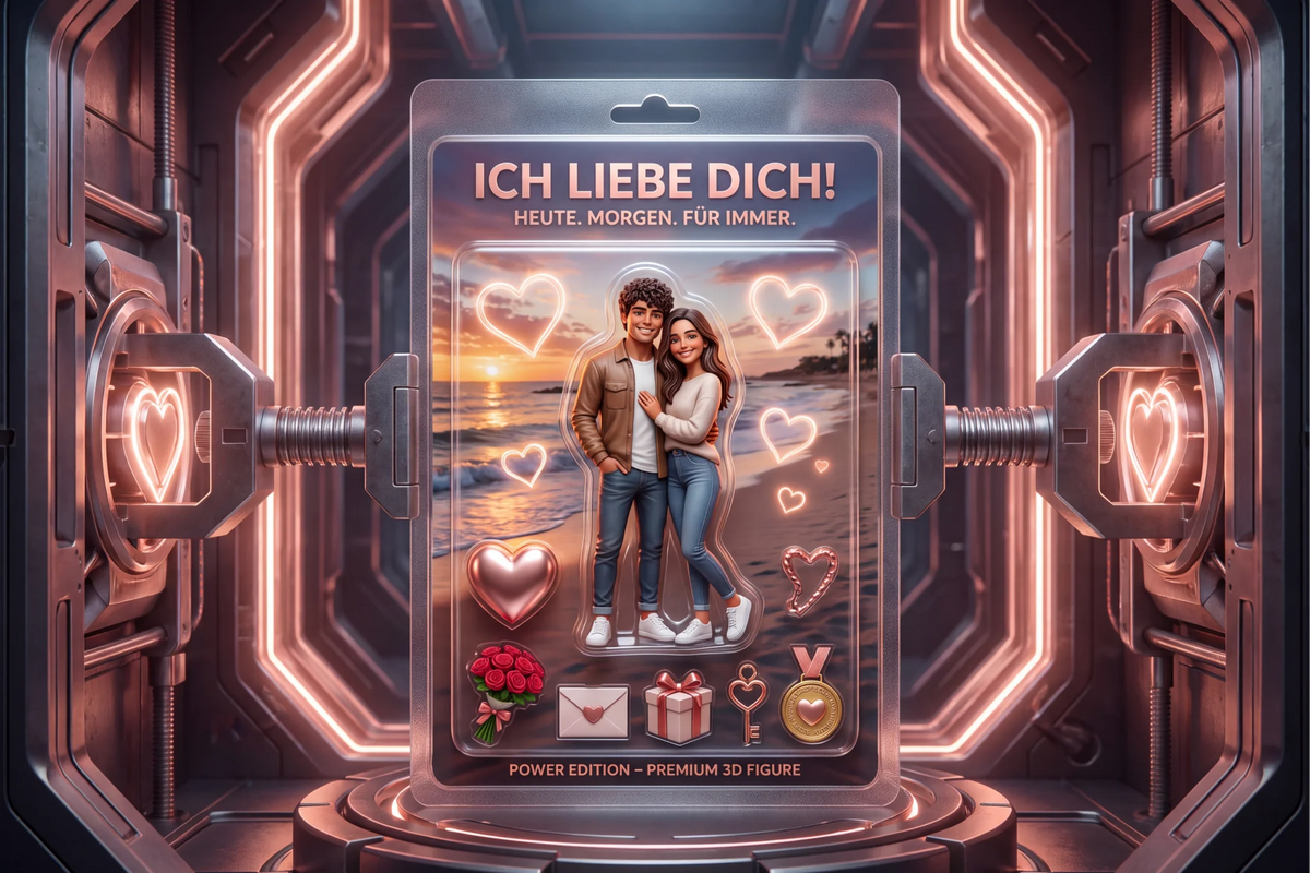 MULTI: KI-Effekt "Ich liebe dich" aus deinem Foto  – Blechschild und weitere personalisierte Fotogeschenke • Hooks-Motiv