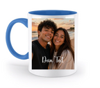 Foto-Tasse mit KI-Cartoon-Effekt - ca. 330ml - zweifarbig - personalisiertes Fotogeschenk - beidseitig bedruckt