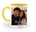 Foto-Tasse mit KI-Cartoon-Effekt - ca. 330ml - zweifarbig - personalisiertes Fotogeschenk - beidseitig bedruckt